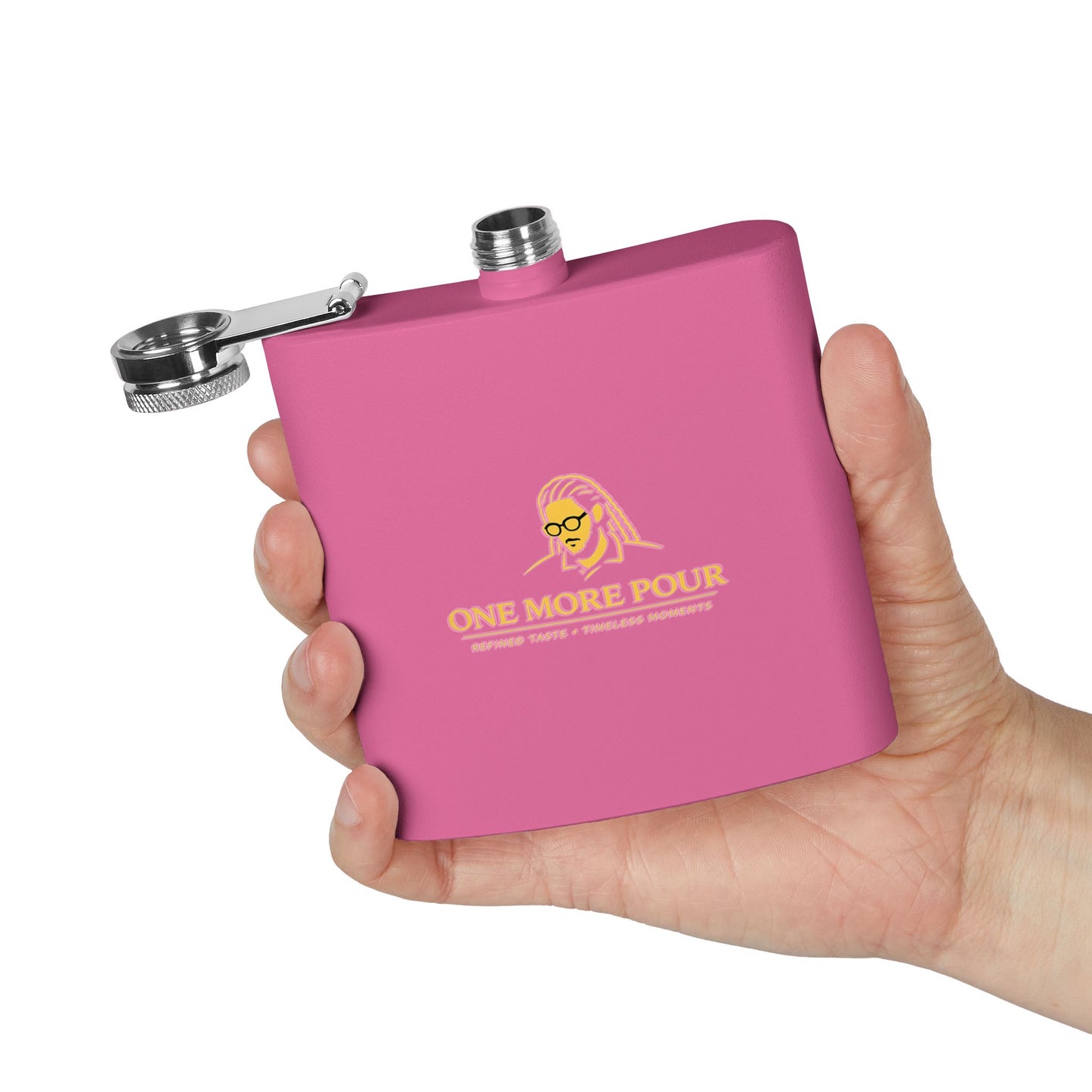 Flask - "One More Pour" Stainless Steel 6oz Hip Flask, Bartender-Inspired Gift