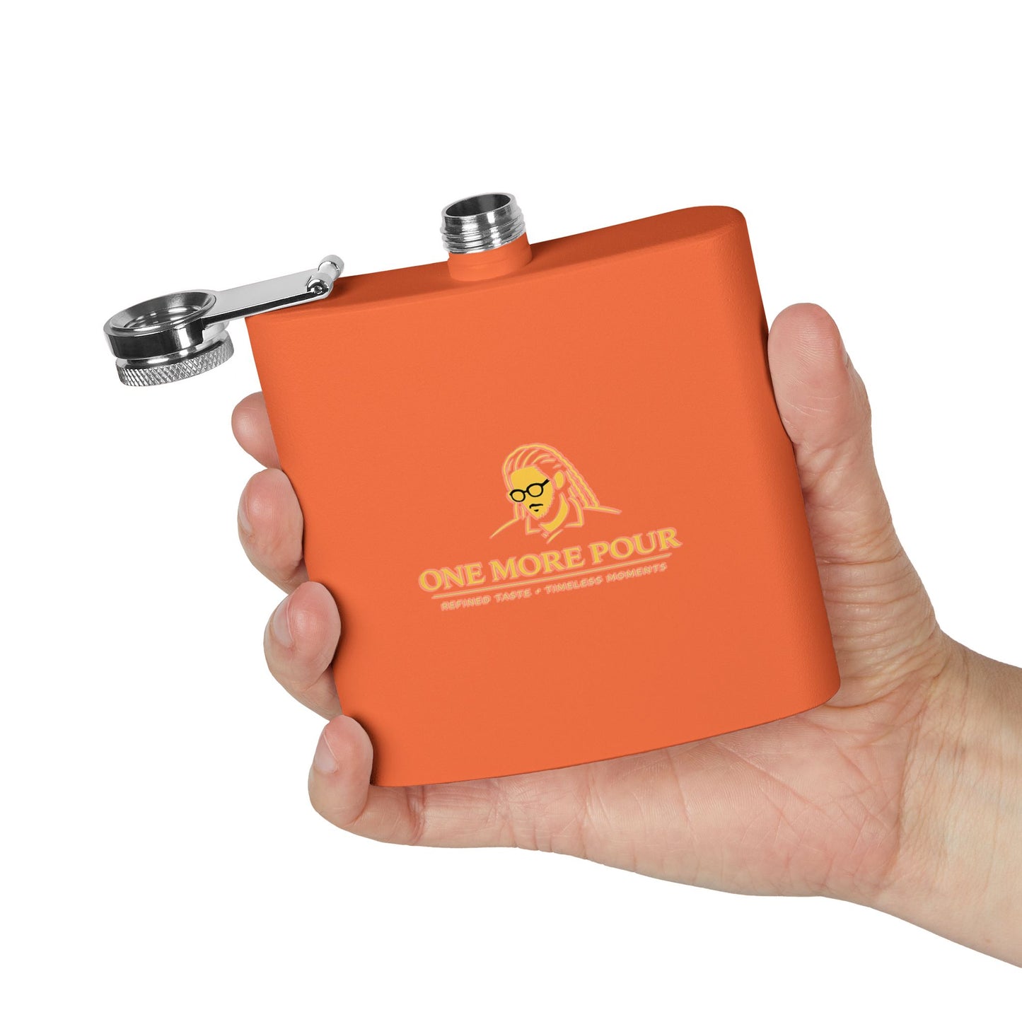 Flask - "One More Pour" Stainless Steel 6oz Hip Flask, Bartender-Inspired Gift