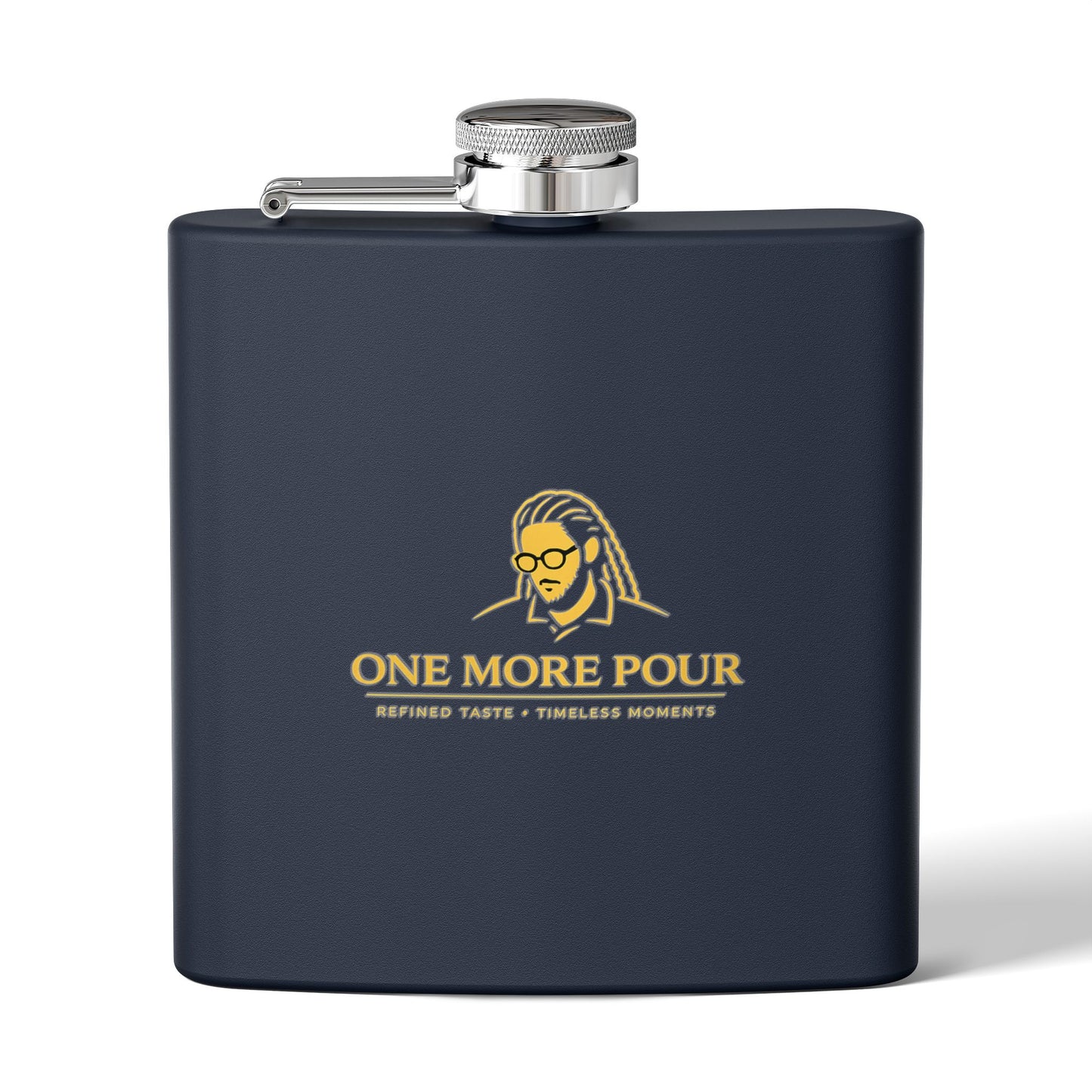 Flask - "One More Pour" Stainless Steel 6oz Hip Flask, Bartender-Inspired Gift