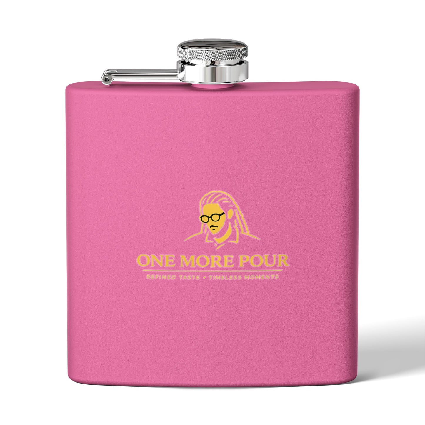 Flask - "One More Pour" Stainless Steel 6oz Hip Flask, Bartender-Inspired Gift