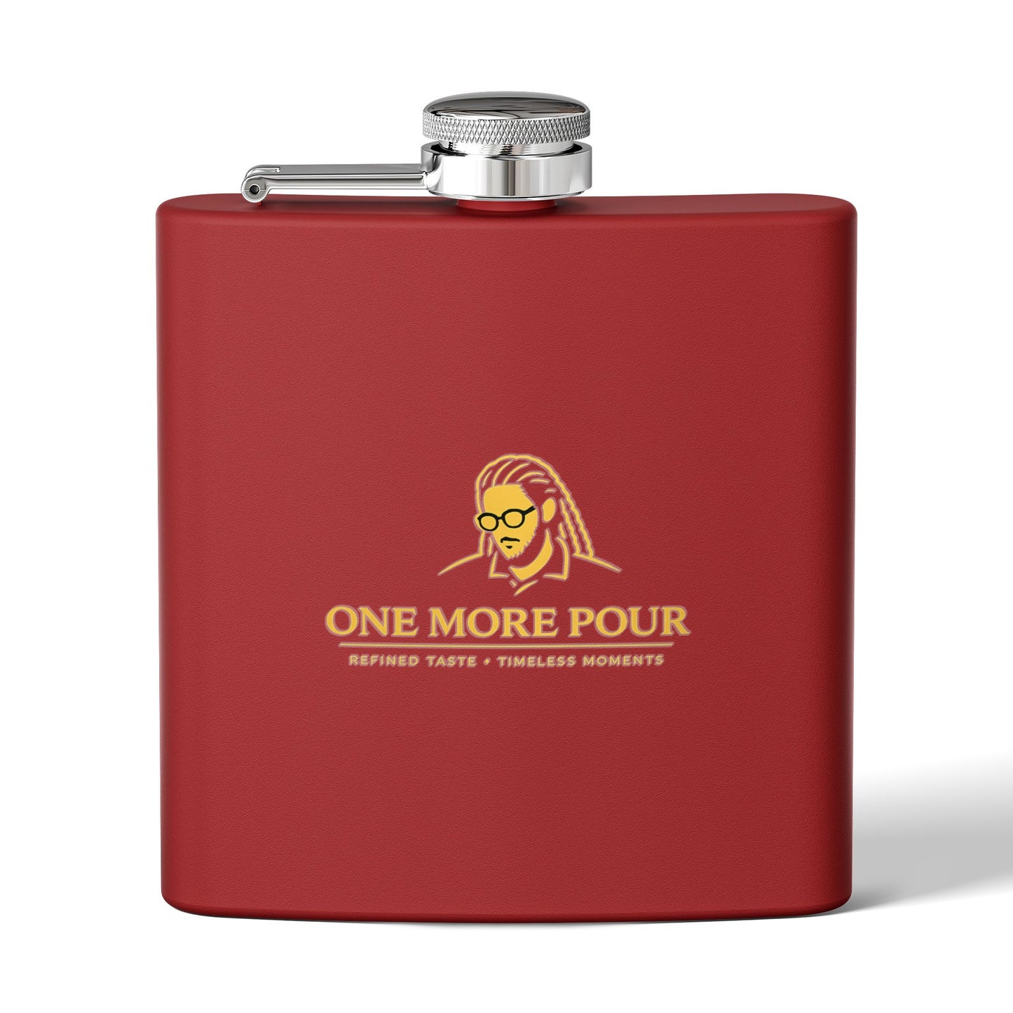 Flask - "One More Pour" Stainless Steel 6oz Hip Flask, Bartender-Inspired Gift