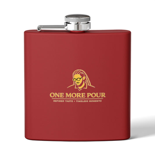 Flask - "One More Pour" Stainless Steel 6oz Hip Flask, Bartender-Inspired Gift