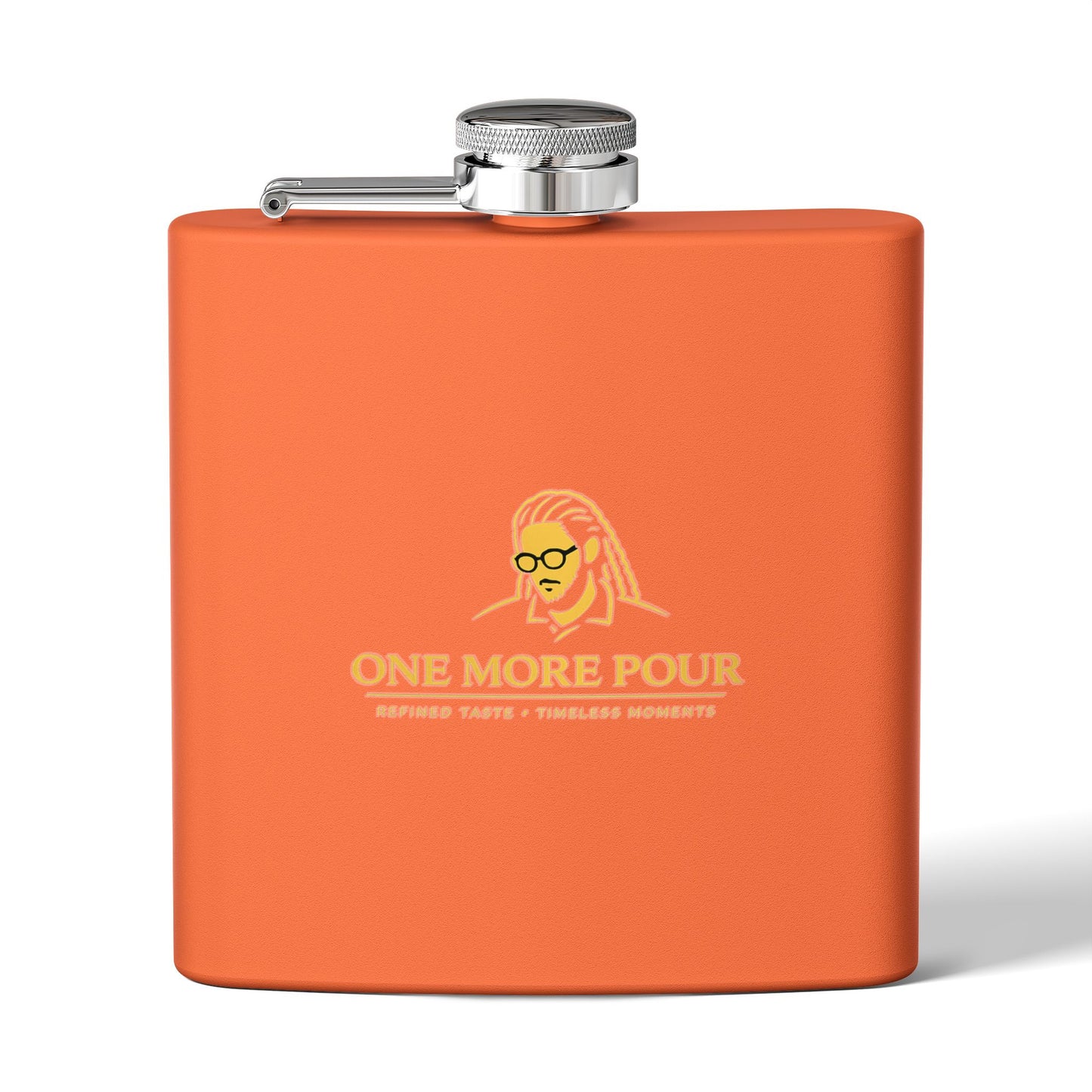 Flask - "One More Pour" Stainless Steel 6oz Hip Flask, Bartender-Inspired Gift