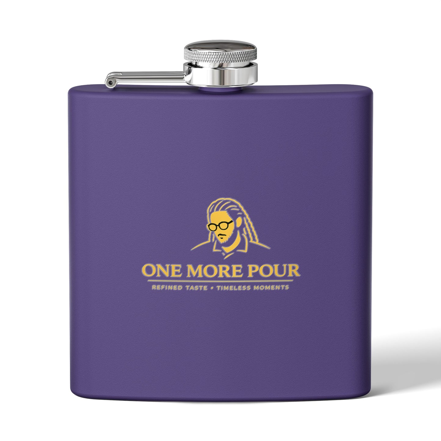 Flask - "One More Pour" Stainless Steel 6oz Hip Flask, Bartender-Inspired Gift