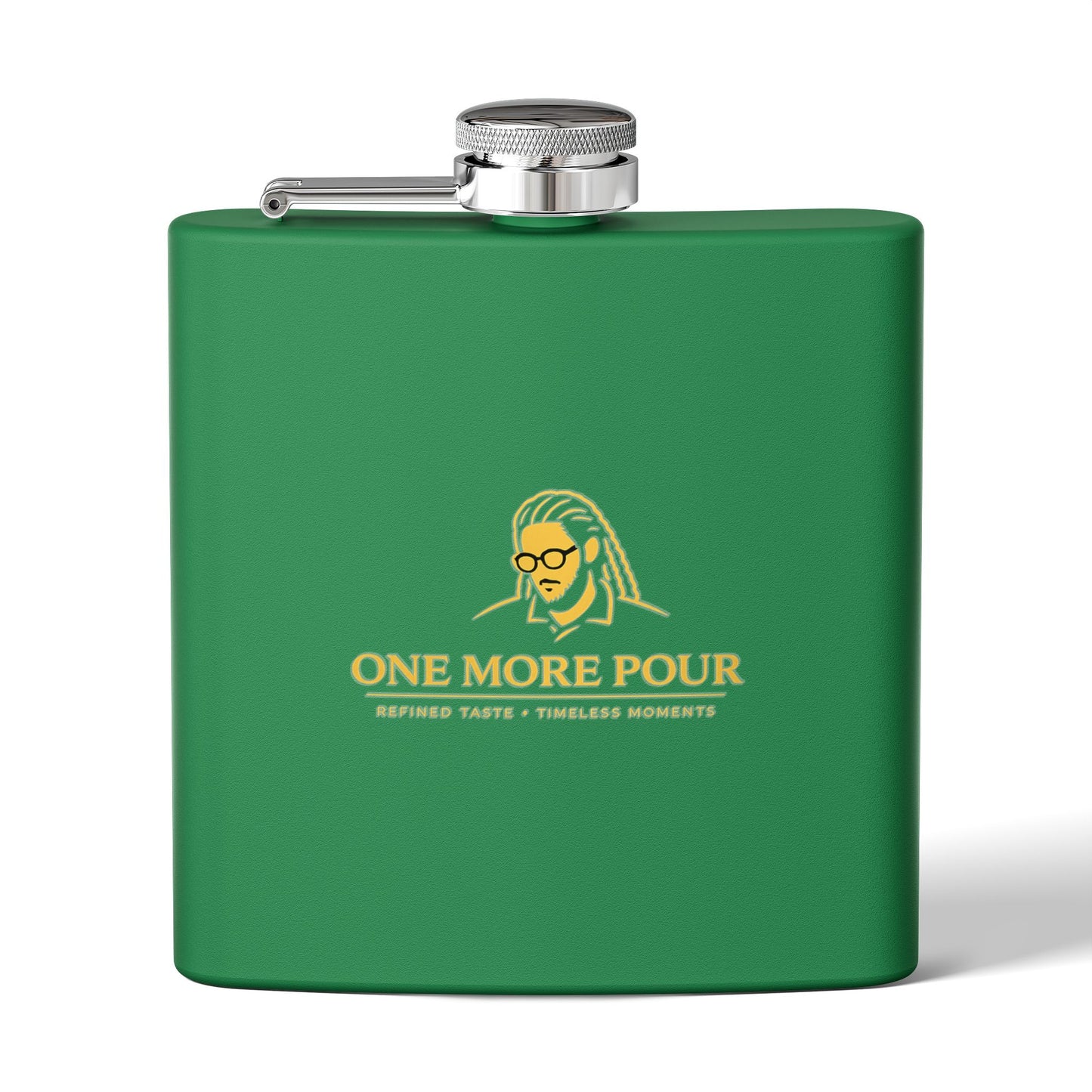 Flask - "One More Pour" Stainless Steel 6oz Hip Flask, Bartender-Inspired Gift