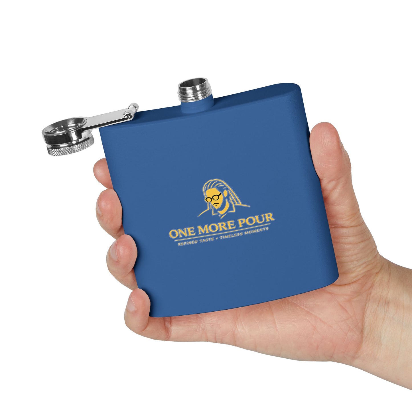 Flask - "One More Pour" Stainless Steel 6oz Hip Flask, Bartender-Inspired Gift
