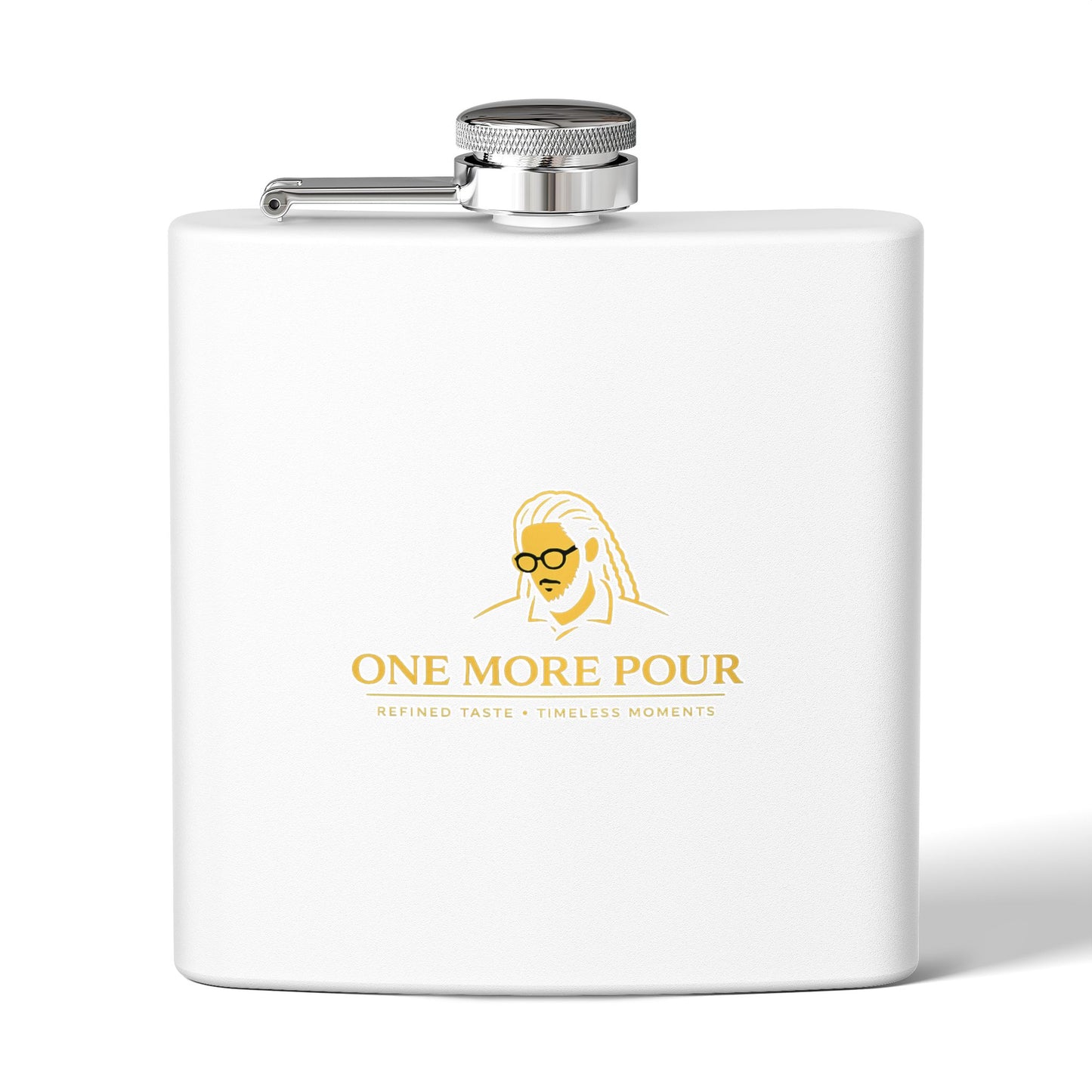 Flask - "One More Pour" Stainless Steel 6oz Hip Flask, Bartender-Inspired Gift