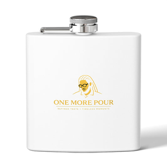 Flask - "One More Pour" Stainless Steel 6oz Hip Flask, Bartender-Inspired Gift