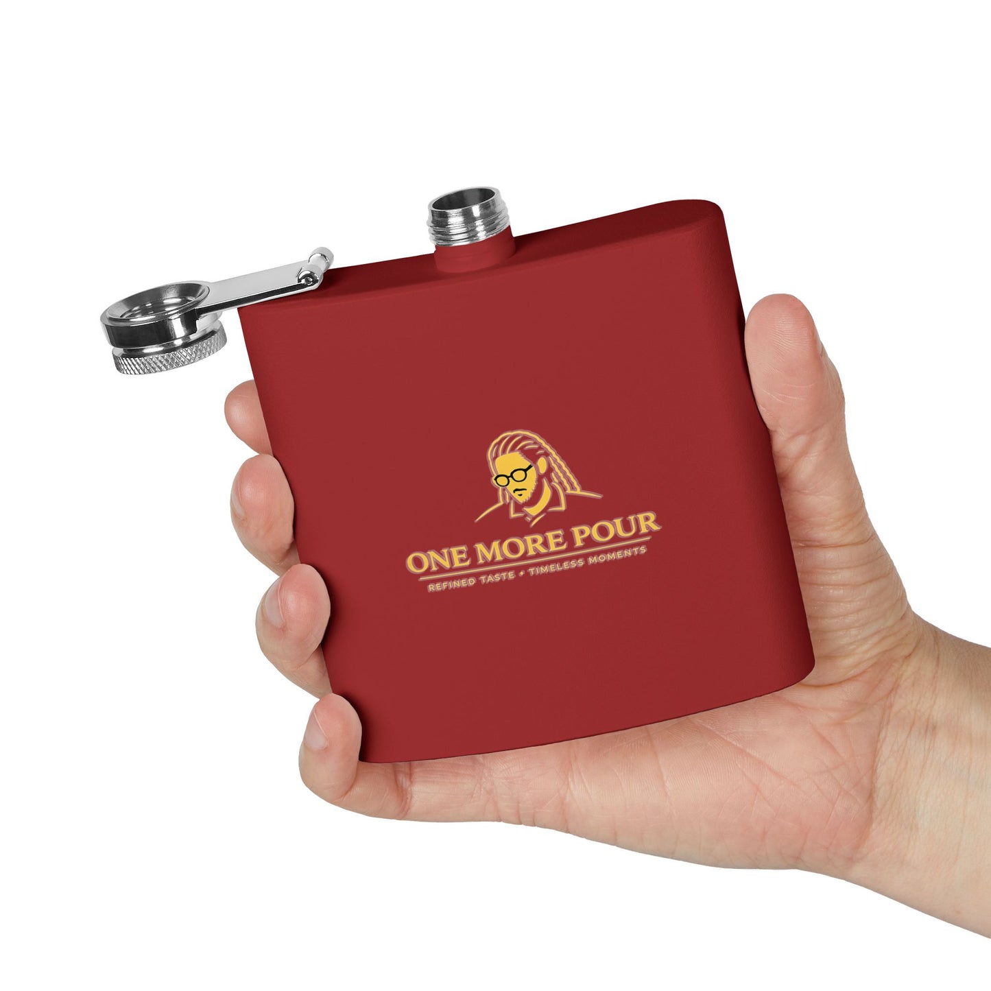 Flask - "One More Pour" Stainless Steel 6oz Hip Flask, Bartender-Inspired Gift